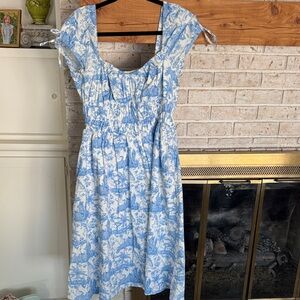 Aqua Blue and White Dress
